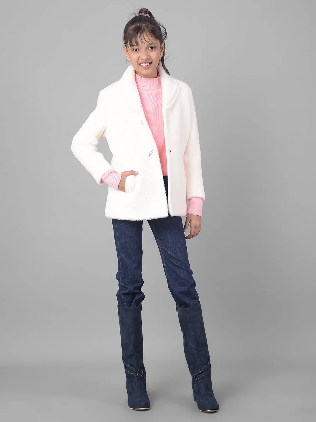 White Faux Fur Overcoat