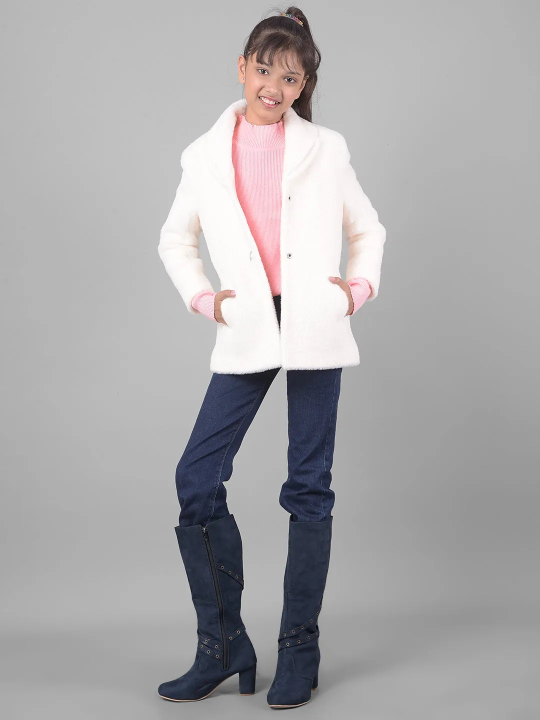 White Faux Fur Overcoat
