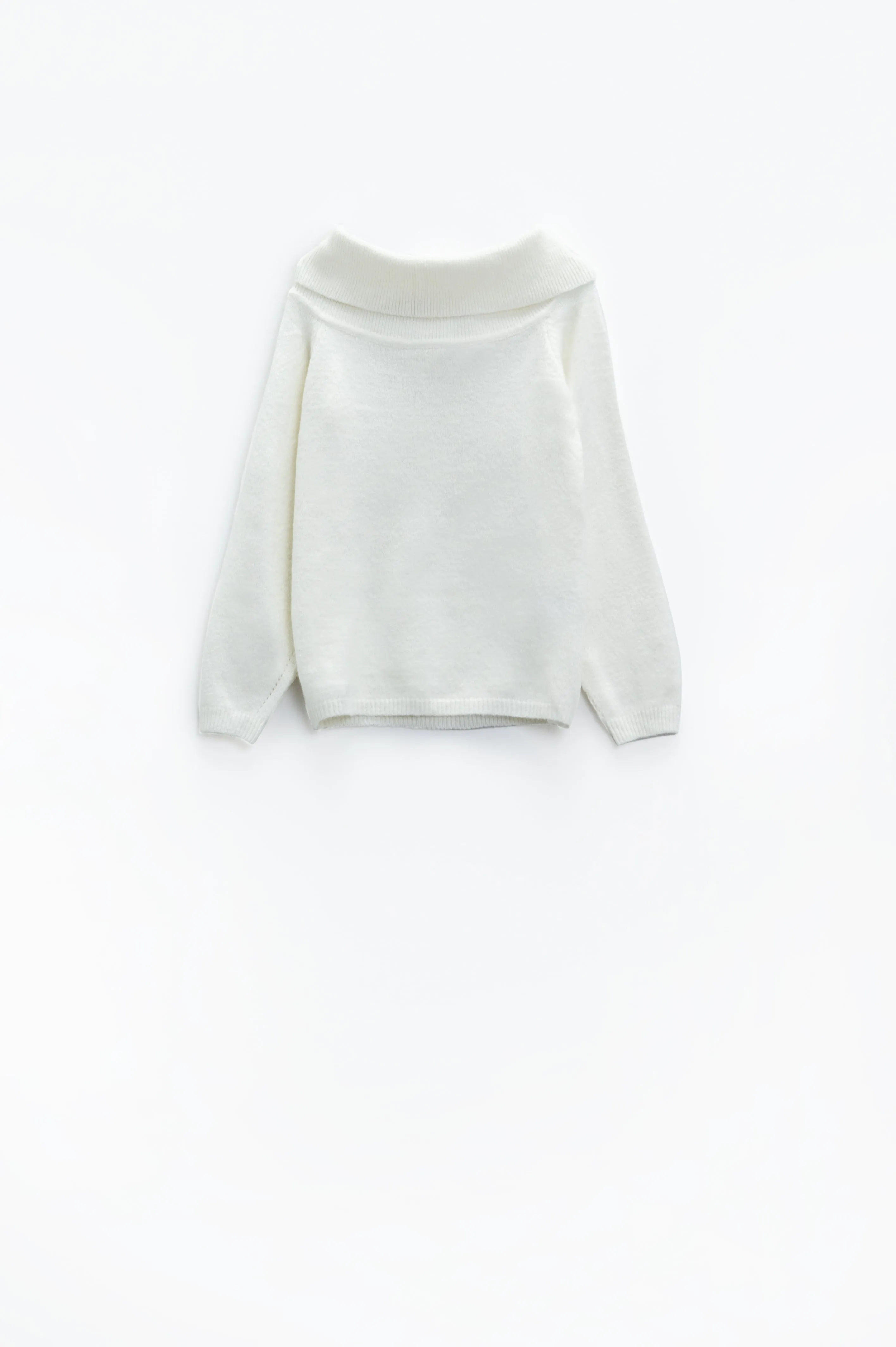 White sweater with a boat neckline