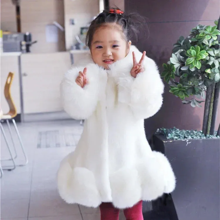 Winter Clothes Girls Kids Boutique Coat Thicken Korean Imitation Fur Autumn Fox Hair Cotton Warm Large Fur Collar