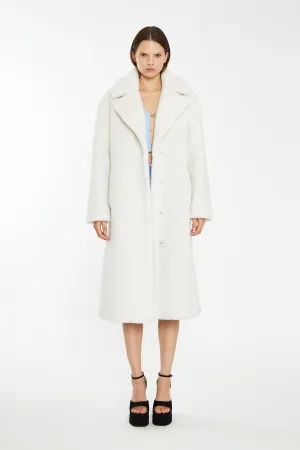 Winter White Longline Faux Fur Coat