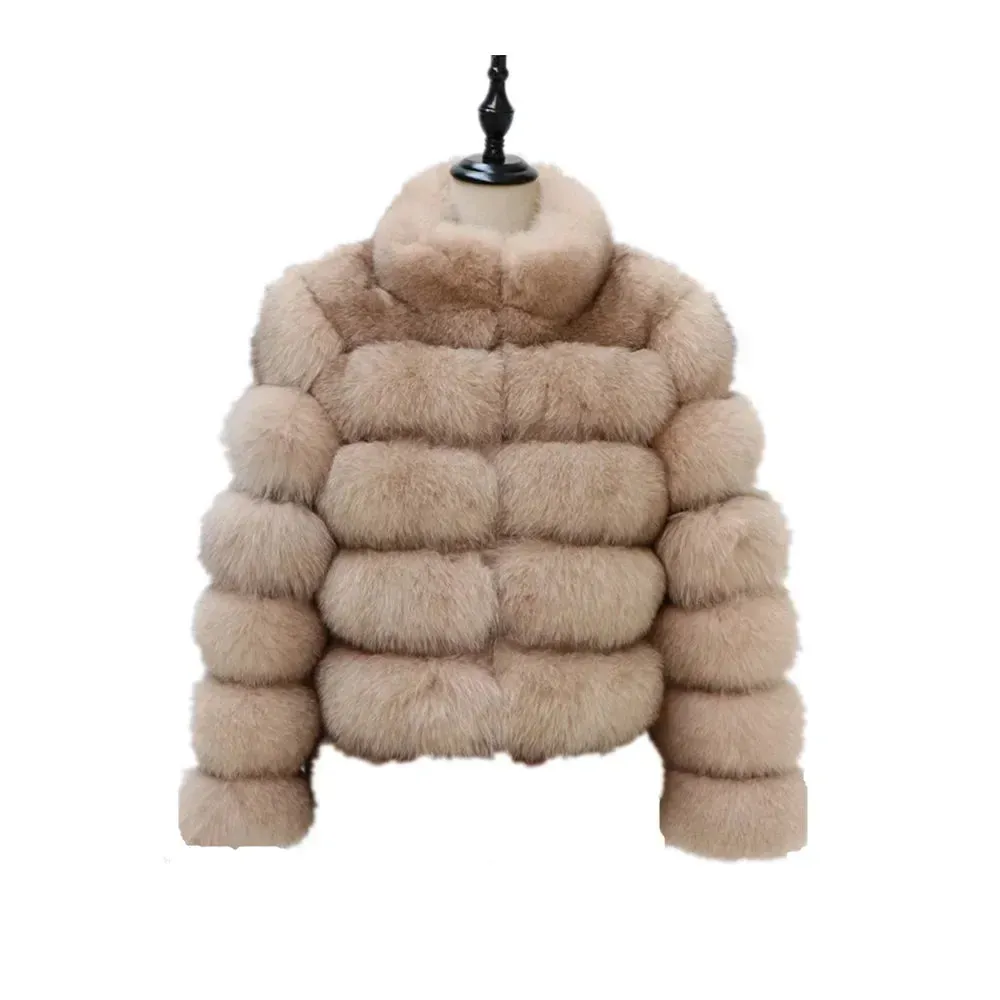 Women Faux Fox Fur Coats Maxi Coats Turn Down Collar Thick Warm Elegant Autumn Winter Open Stitch Fur Jackets Warm Streetwear