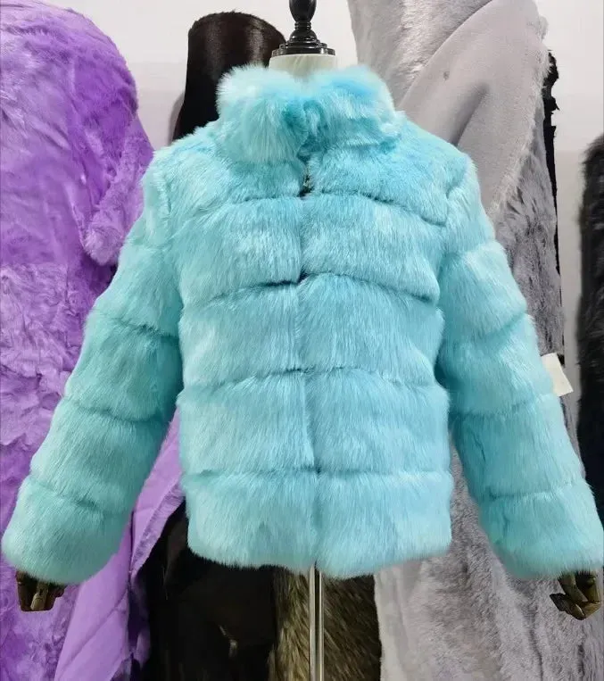 Women Faux Fox Fur Coats Maxi Coats Turn Down Collar Thick Warm Elegant Autumn Winter Open Stitch Fur Jackets Warm Streetwear