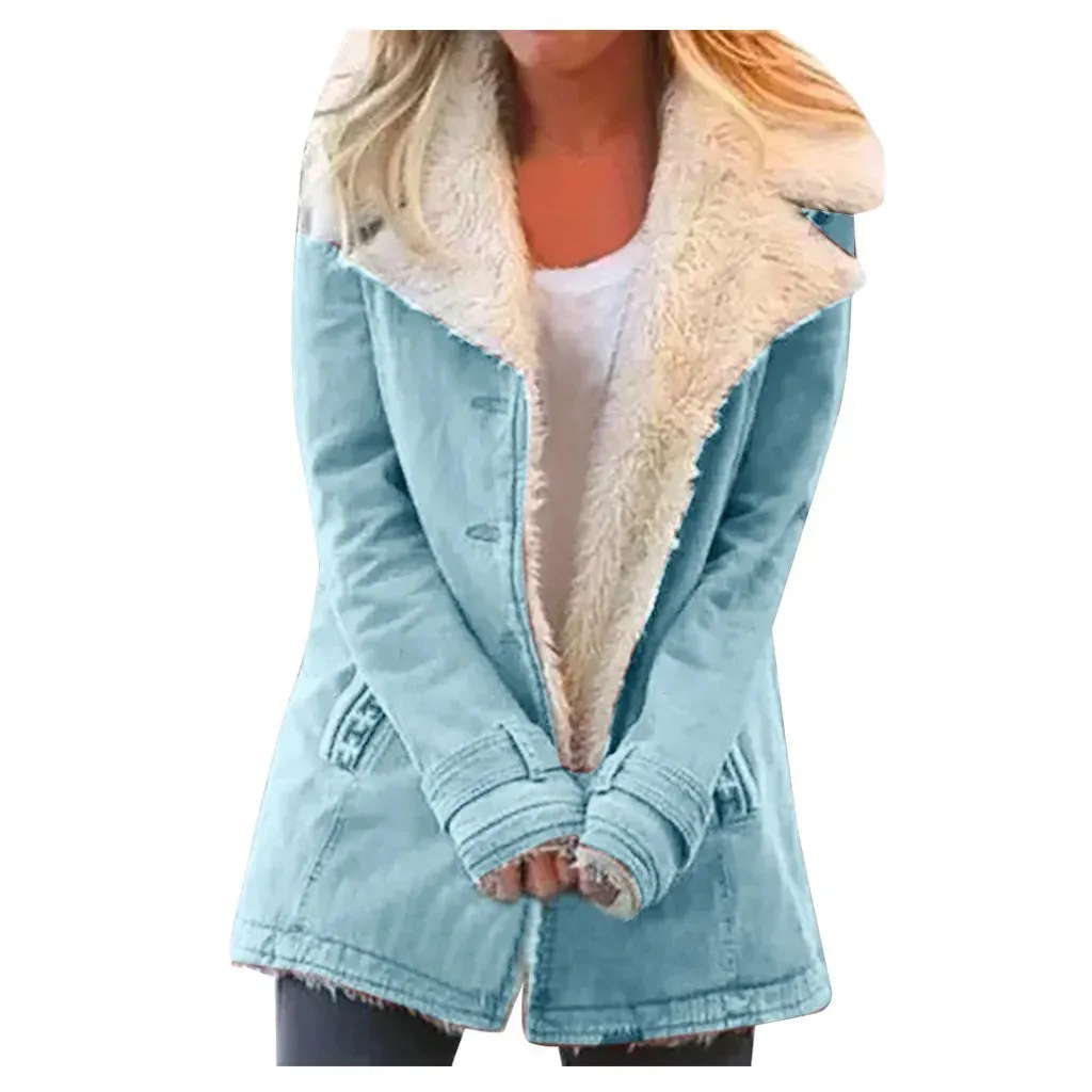 Women Warm Faux Fur Fleece Coat Jacket Lamb Wool Thickened Clothing
