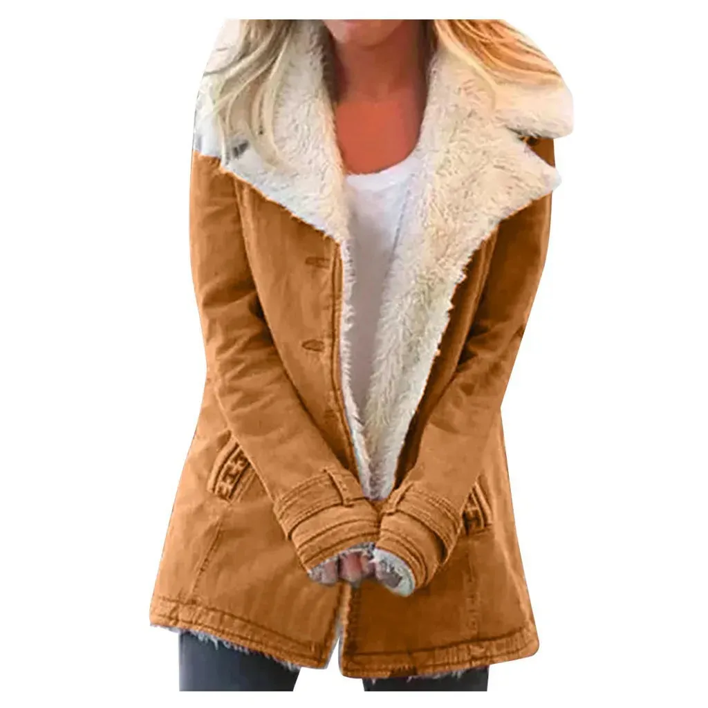 Women Warm Faux Fur Fleece Coat Jacket Lamb Wool Thickened Clothing