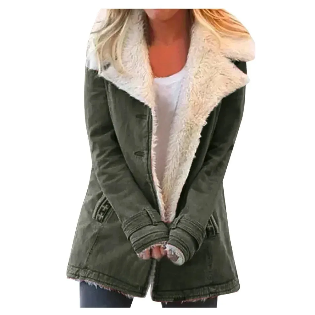 Women Warm Faux Fur Fleece Coat Jacket Lamb Wool Thickened Clothing