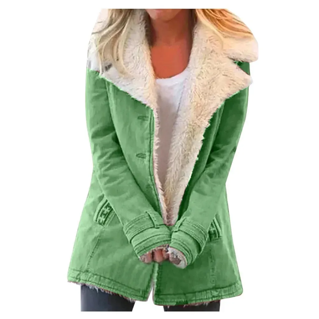 Women Warm Faux Fur Fleece Coat Jacket Lamb Wool Thickened Clothing