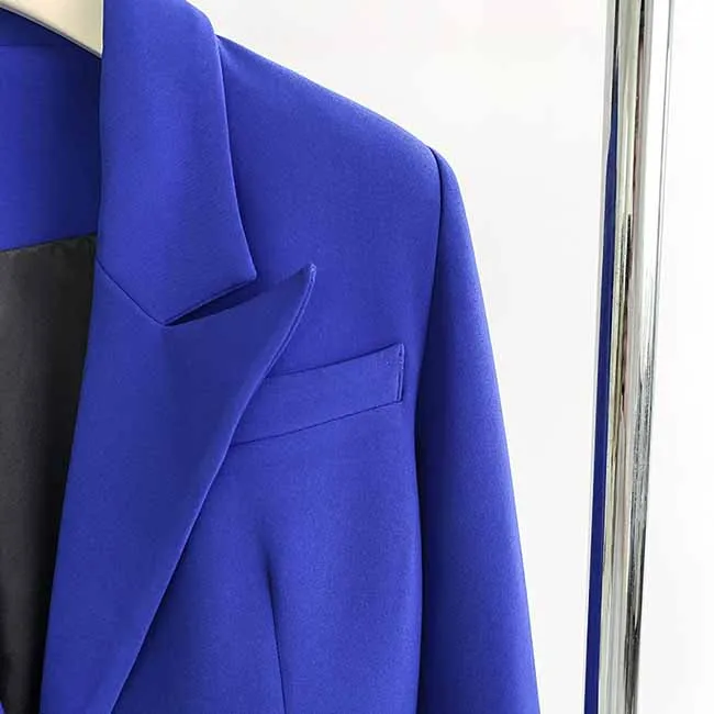 Women's One-Button Pantsuit Royal Blue Two Pieces bell-bottom trousers Suit