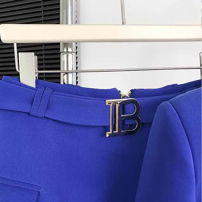Women's One-Button Pantsuit Royal Blue Two Pieces bell-bottom trousers Suit