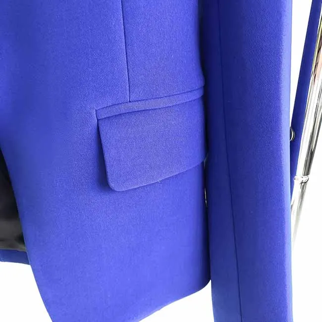 Women's One-Button Pantsuit Royal Blue Two Pieces bell-bottom trousers Suit