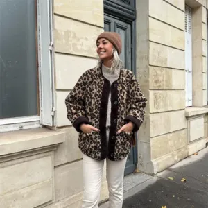 Women's Winter Oversized Leopard Jacket | Long