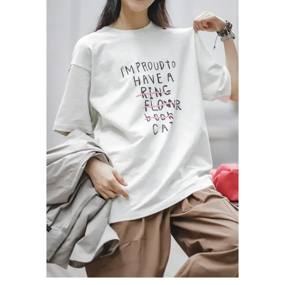 Y2K Cat Lover Tee with Relaxed Fit and Pure Cotton Fabric