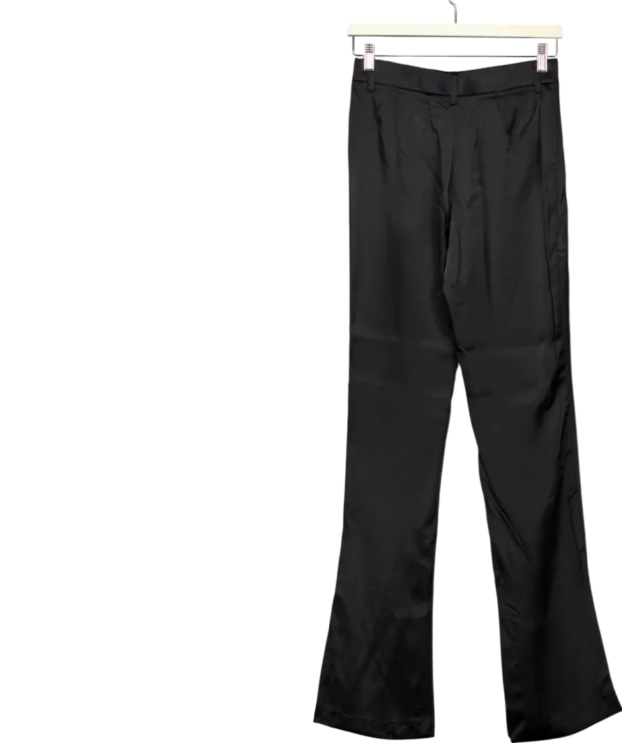 ZARA Black Satin Look Flared Trousers UK S