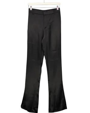 ZARA Black Satin Look Flared Trousers UK S