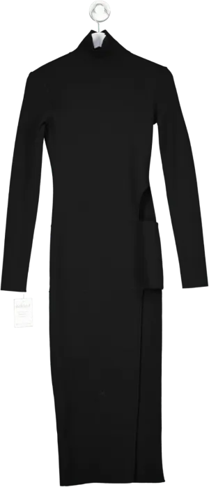 Zeynep Arcay Black Asymmetric Knit Midi Dress BNWT UK 6