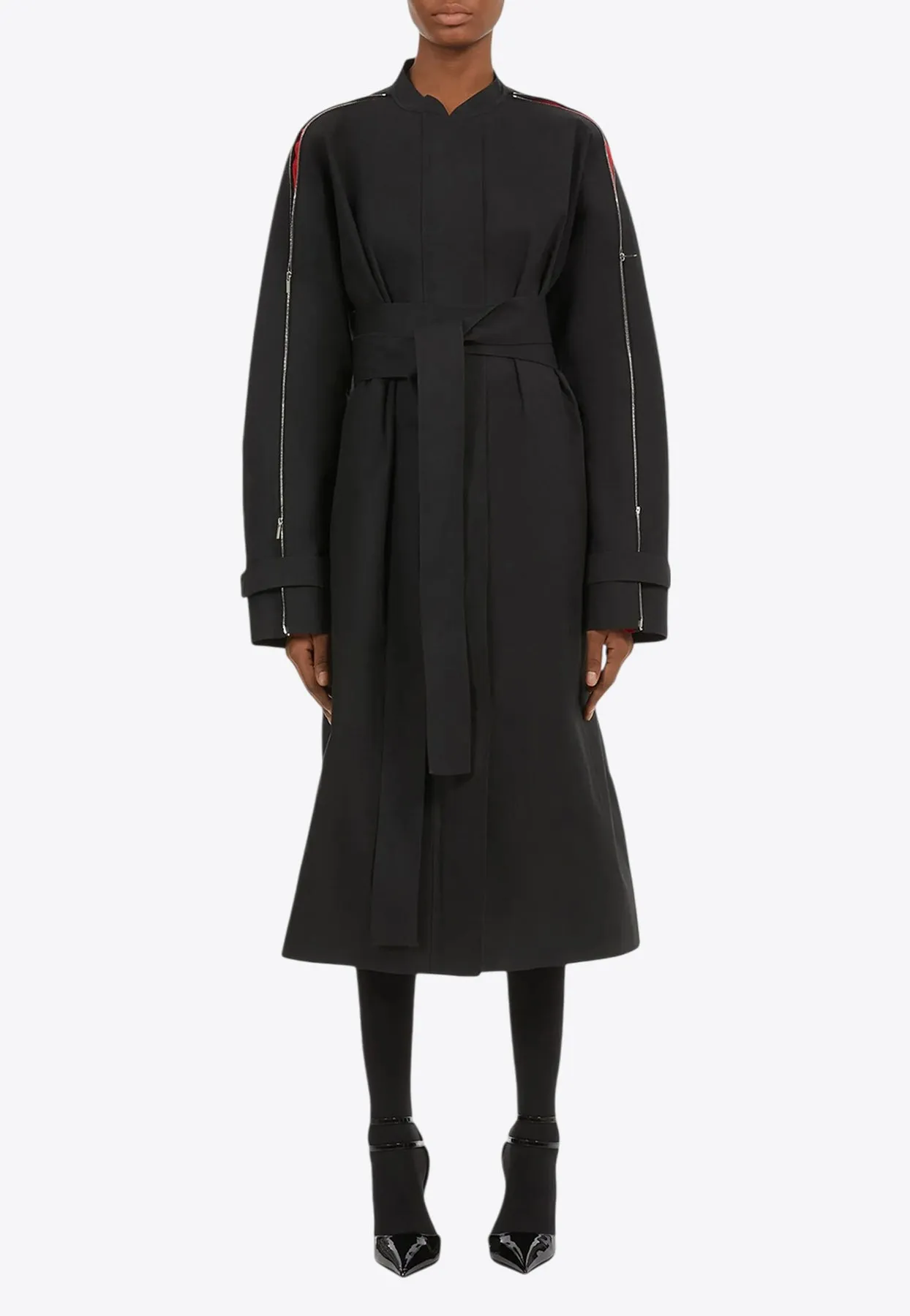 Zipped Belted Trench Coat