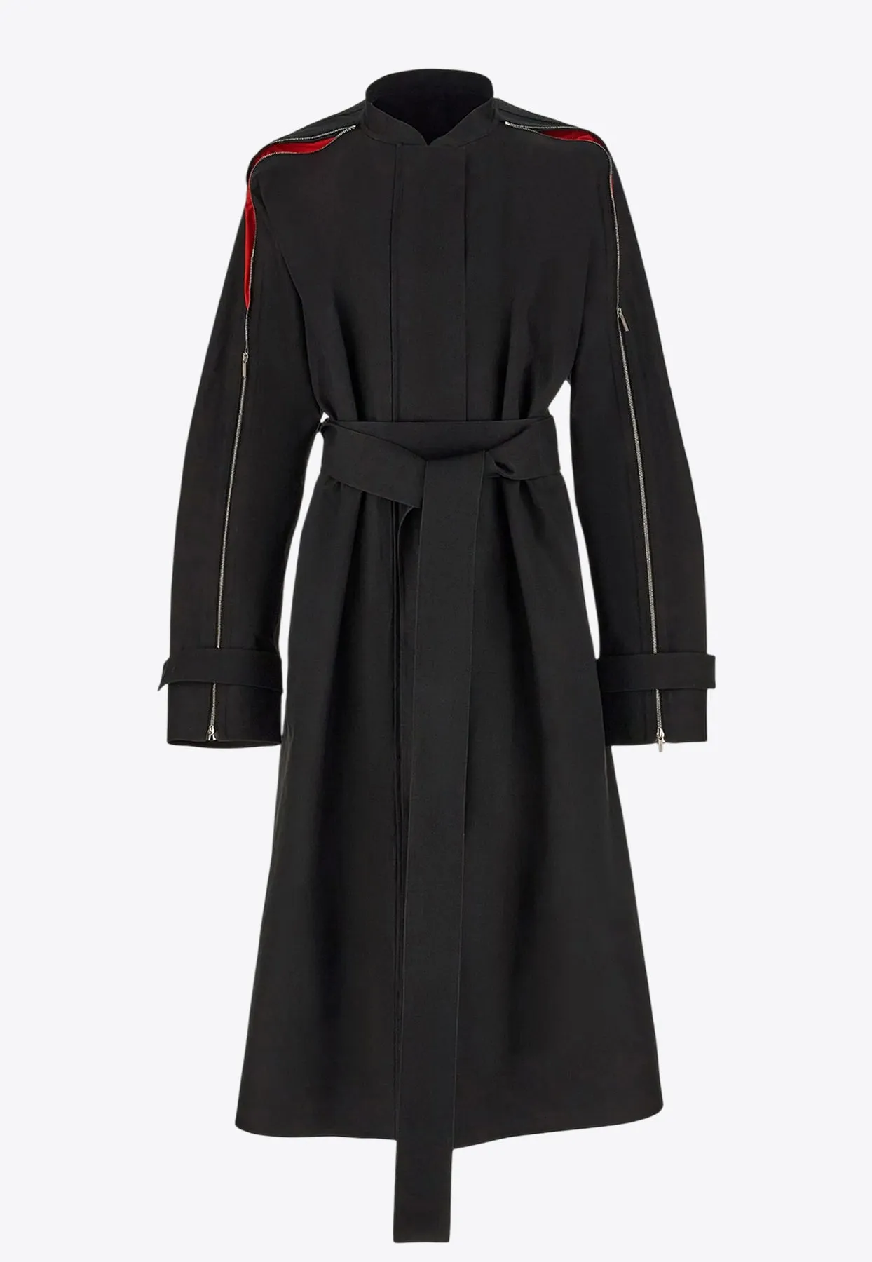 Zipped Belted Trench Coat