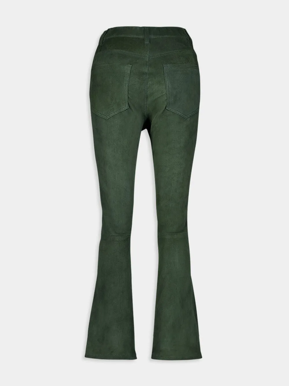 Zircon Suede Green Flared Pants