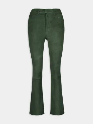 Zircon Suede Green Flared Pants